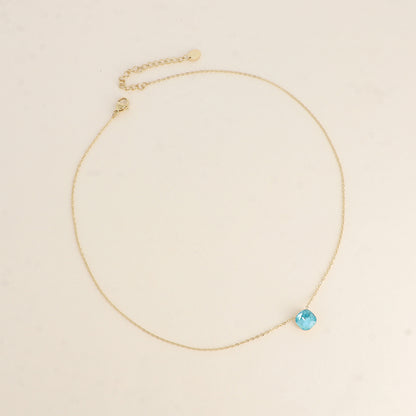 Collier - maille forçat, orné de cristaux de Swarovski® - Turquoise 38+5 cm - Diamètre du cristal: 8mm