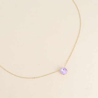 Collier - maille forçat, orné de cristaux de Swarovski® - Violet 38+5 cm - Diamètre du cristal: 8mm