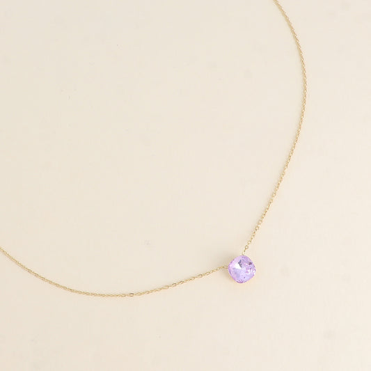 Collier - maille forçat, orné de cristaux de Swarovski® - Violet 38+5 cm - Diamètre du cristal: 8mm