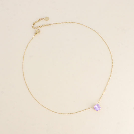 Collier - maille forçat, orné de cristaux de Swarovski® - Violet 38+5 cm - Diamètre du cristal: 8mm