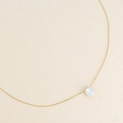 Collier - maille forçat, orné de cristaux de Swarovski® - White opal 38+5 cm - Diamètre du cristal: 8mm