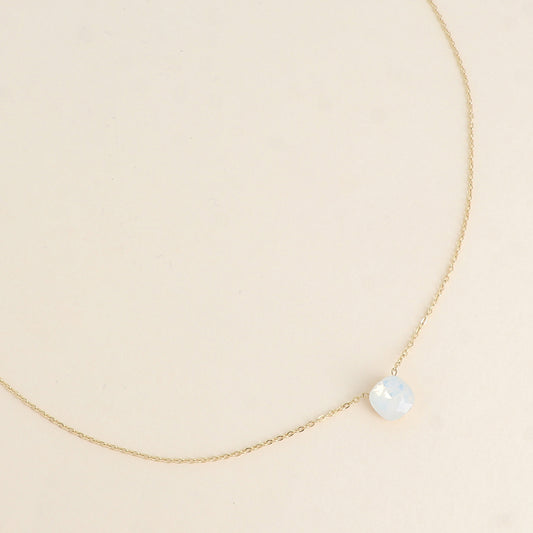 Collier - maille forçat, orné de cristaux de Swarovski® - White opal 38+5 cm - Diamètre du cristal: 8mm