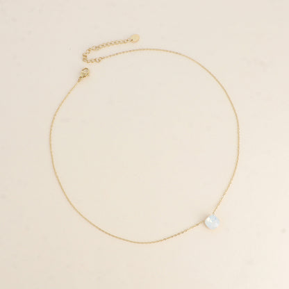 Collier - maille forçat, orné de cristaux de Swarovski® - White opal 38+5 cm - Diamètre du cristal: 8mm