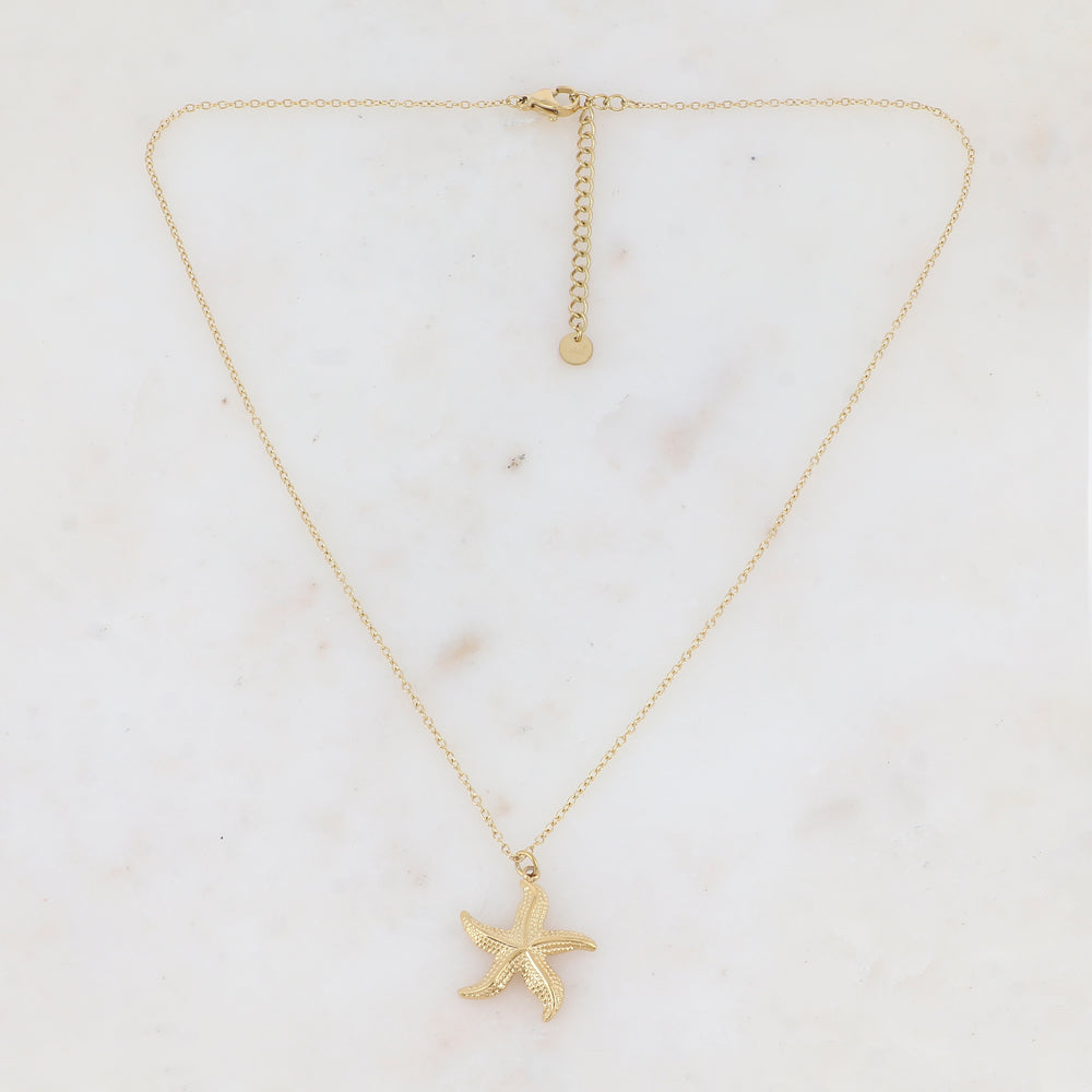 Collier avec pampille forme étoile de mer texturée