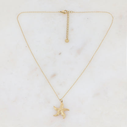 Collier avec pampille forme étoile de mer texturée
