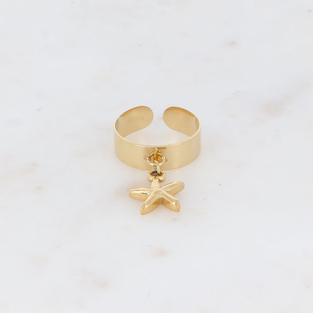 Bague effet lisse avec pampille étoile de mer