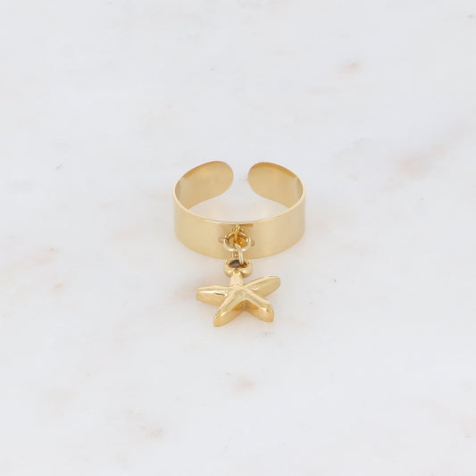 Bague effet lisse avec pampille étoile de mer