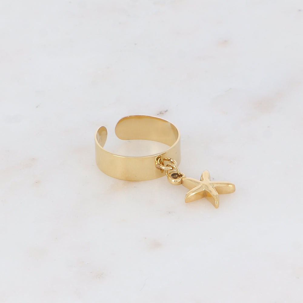 Bague effet lisse avec pampille étoile de mer