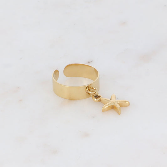 Bague effet lisse avec pampille étoile de mer