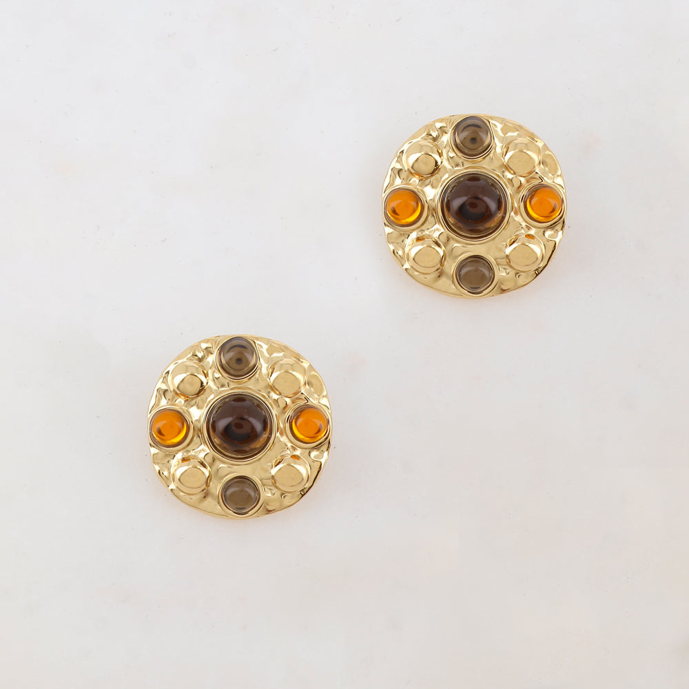 B.O à puce rondes avec 5 pâtes de verre rondes Diamètre : 2,7 cm.