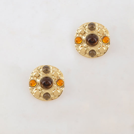 B.O à puce rondes avec 5 pâtes de verre rondes Diamètre : 2,7 cm.