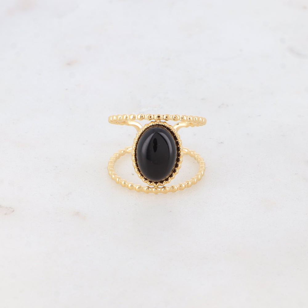 Bague avec pierre naturelle ovale - Onyx