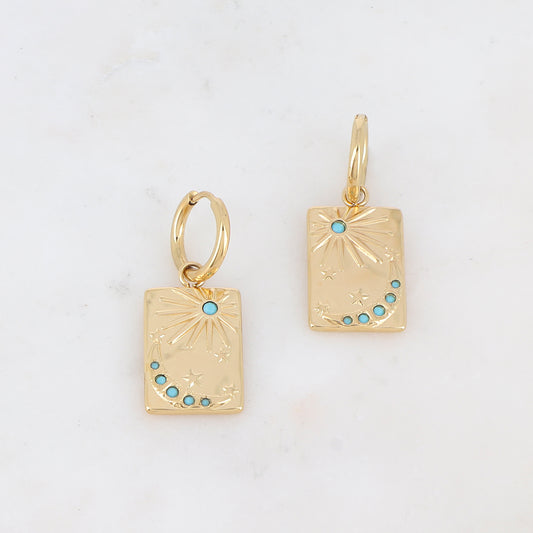 Créoles avec soleil, lune, étoile et strass