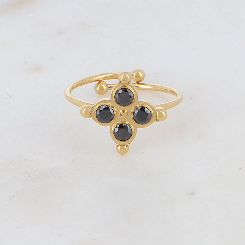 Bague fine réglable avec 4 strass