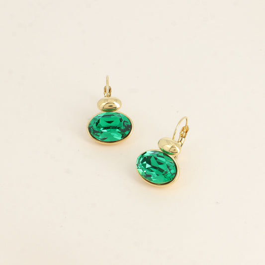 Boucles dorées - ornées de cristaux de Swarovski® - Majestic green