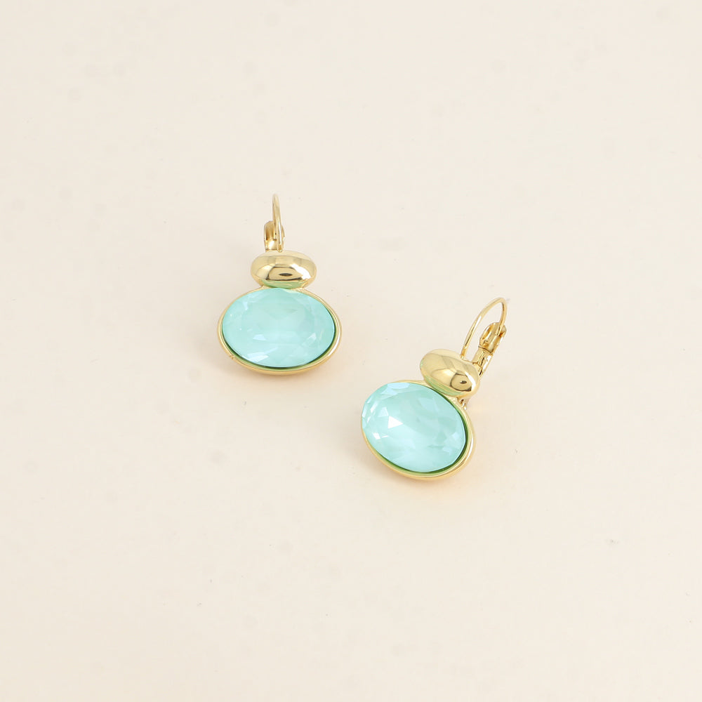 Boucles dorées - ornées de cristaux de Swarovski® - Soft mint ignite