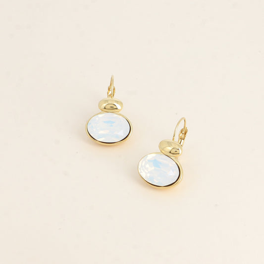 Boucles dorées - ornées de cristaux de Swarovski® - White opal