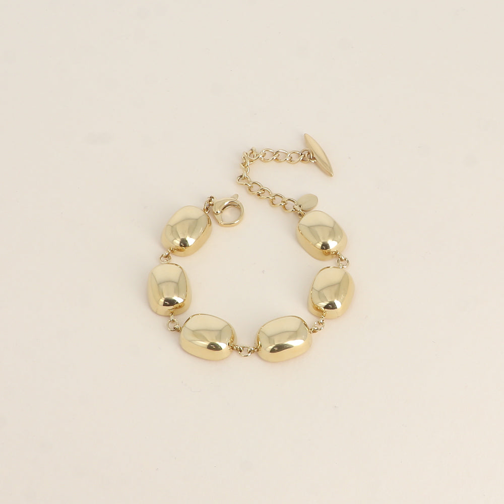 Bracelet - maillons rectangulaires incurvés et martelés 14,5+3 cm