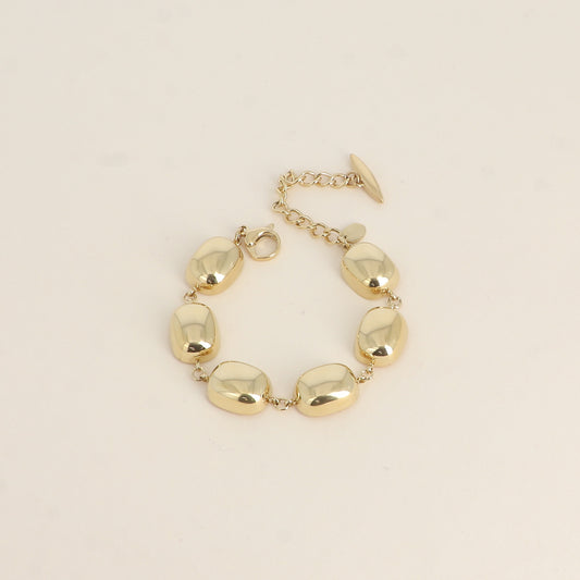 Bracelet - maillons rectangulaires incurvés et martelés 14,5+3 cm