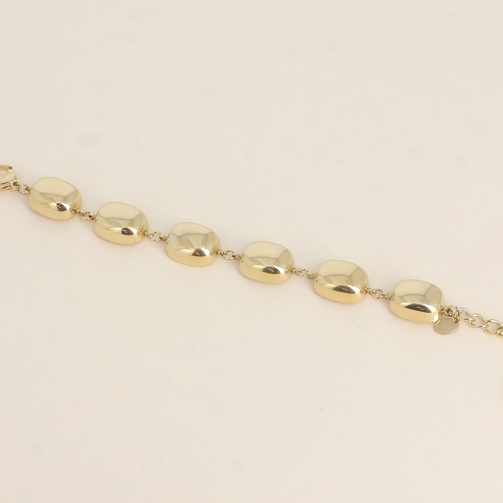 Bracelet - maillons rectangulaires incurvés et martelés 14,5+3 cm