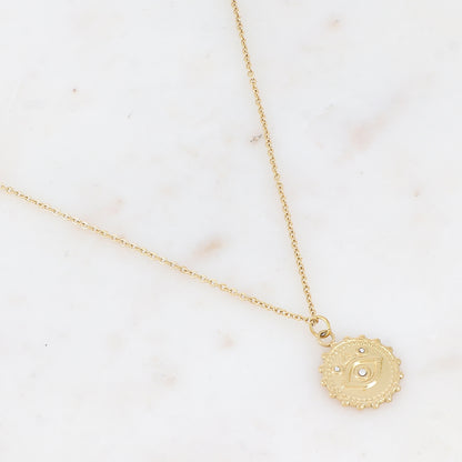 Collier avec pendentif motif œil et strass (45+5CM)