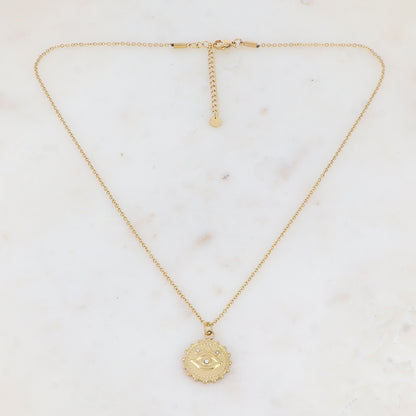 Collier avec pendentif motif œil et strass (45+5CM)