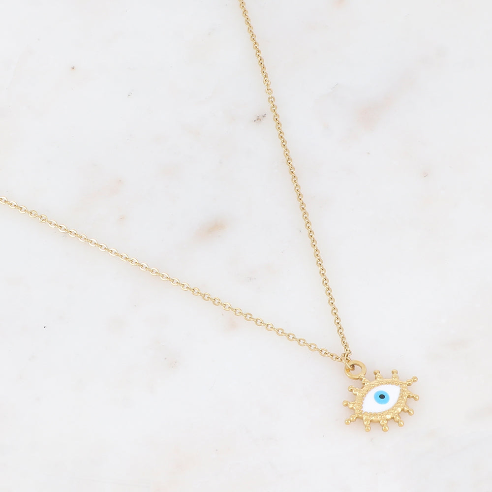 Collier avec pendentif émaillé avec motif œil (45+5CM)