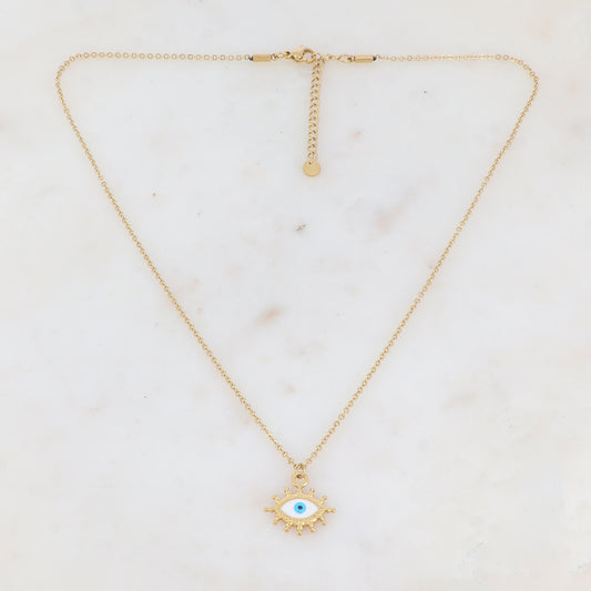 Collier avec pendentif émaillé avec motif œil (45+5CM)