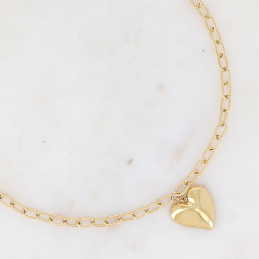 Collier en maille avec cœur effet miroir (39.5+7CM)