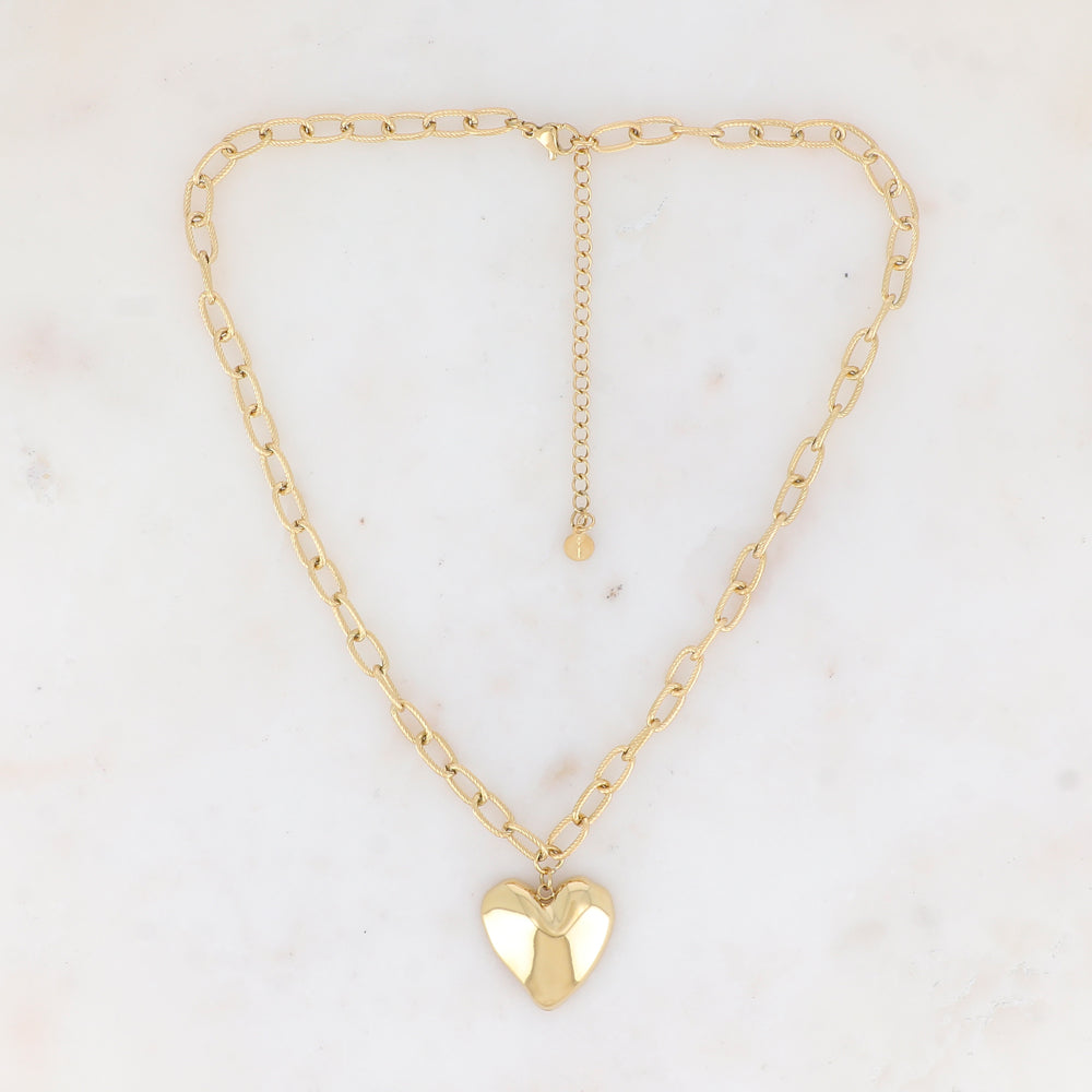 Collier en maille avec cœur effet miroir (39.5+7CM)