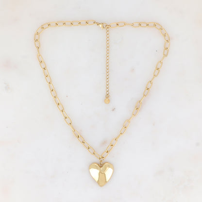 Collier en maille avec cœur effet miroir (39.5+7CM)