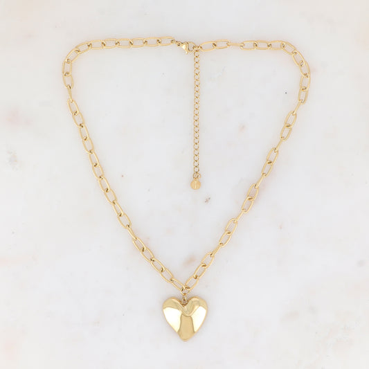 Collier en maille avec cœur effet miroir (39.5+7CM)