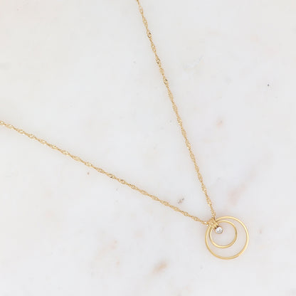 Collier avec anneaux et strass 50+5CM