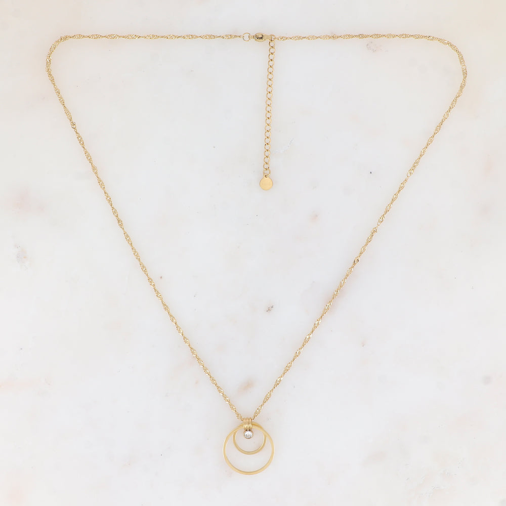 Collier avec anneaux et strass 50+5CM