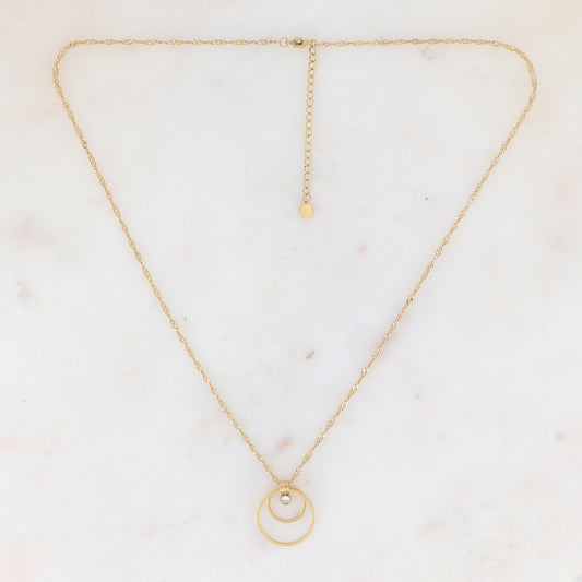 Collier avec anneaux et strass 50+5CM