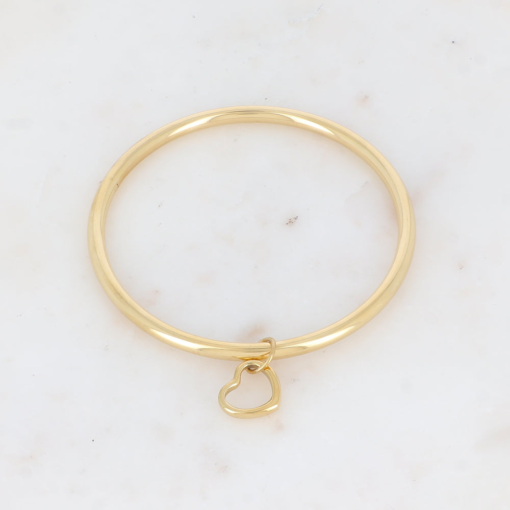 Jonc non réglable lisse avec pampille cœur ajouré Diamètre 65mm