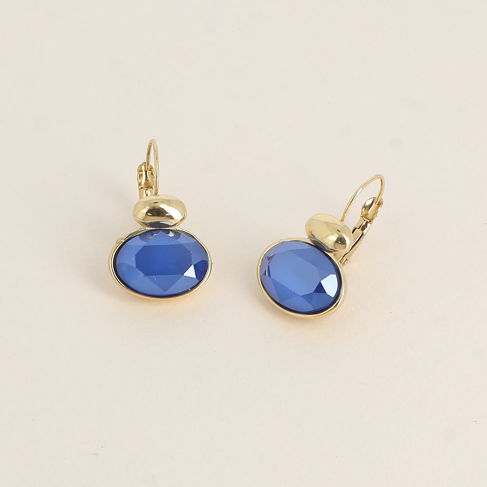 Boucles dorées - ornées de cristaux de Swarovski® - Royal blue