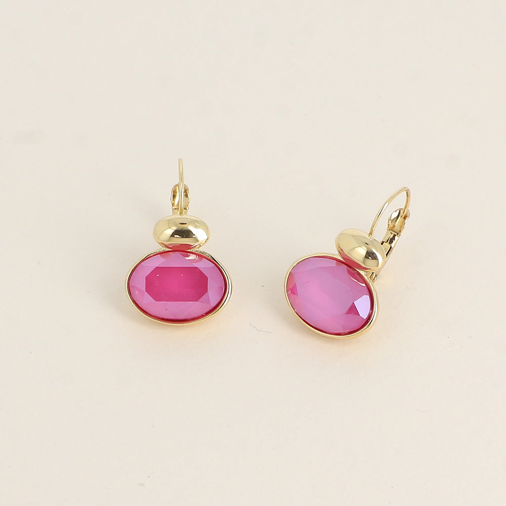 Boucles dorées - ornées de cristaux de Swarovski® - Peony pink