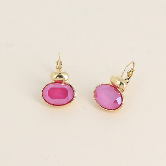 Boucles dorées - ornées de cristaux de Swarovski® - Peony pink