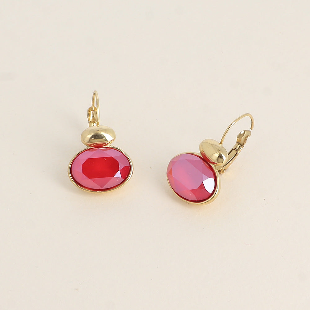 Boucles dorées - ornées de cristaux de Swarovski® - Royal red