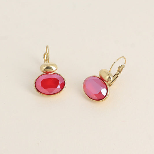 Boucles dorées - ornées de cristaux de Swarovski® - Royal red