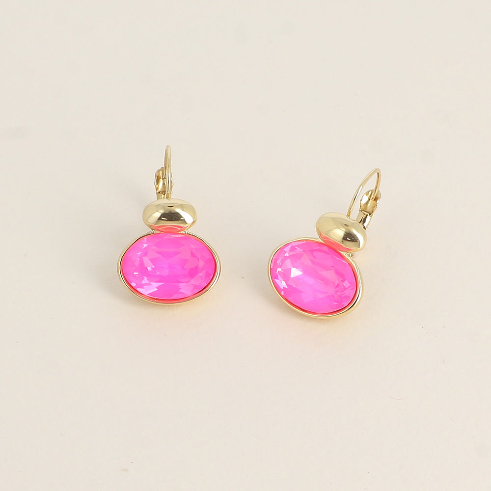 Boucles dorées - ornées de cristaux de Swarovski® - Electric pink ignite