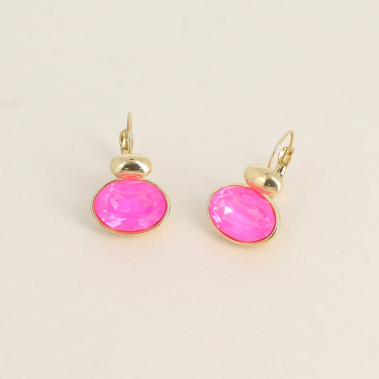 Boucles dorées - ornées de cristaux de Swarovski® - Electric pink ignite