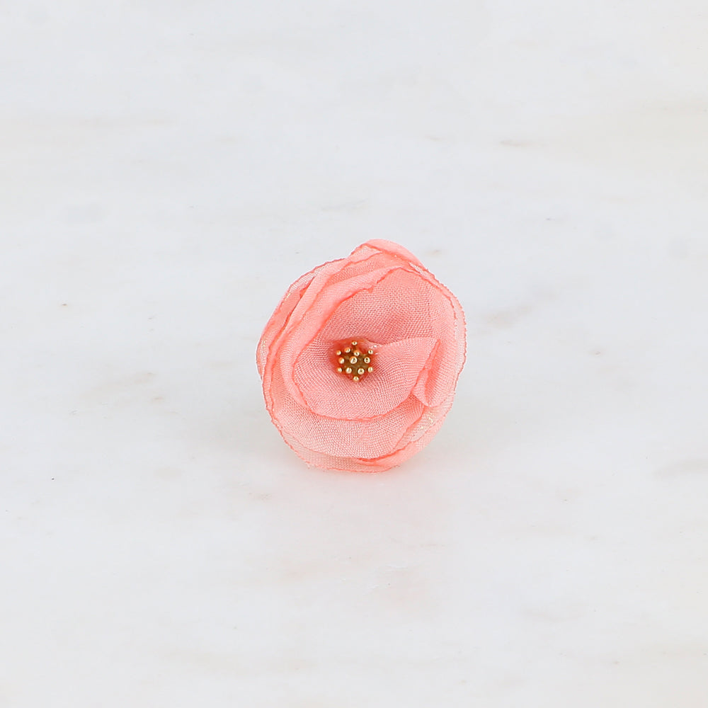 Bague avec fleur et tissu - Rose