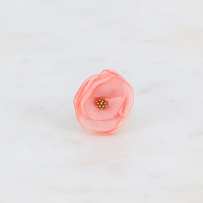Bague avec fleur et tissu - Rose
