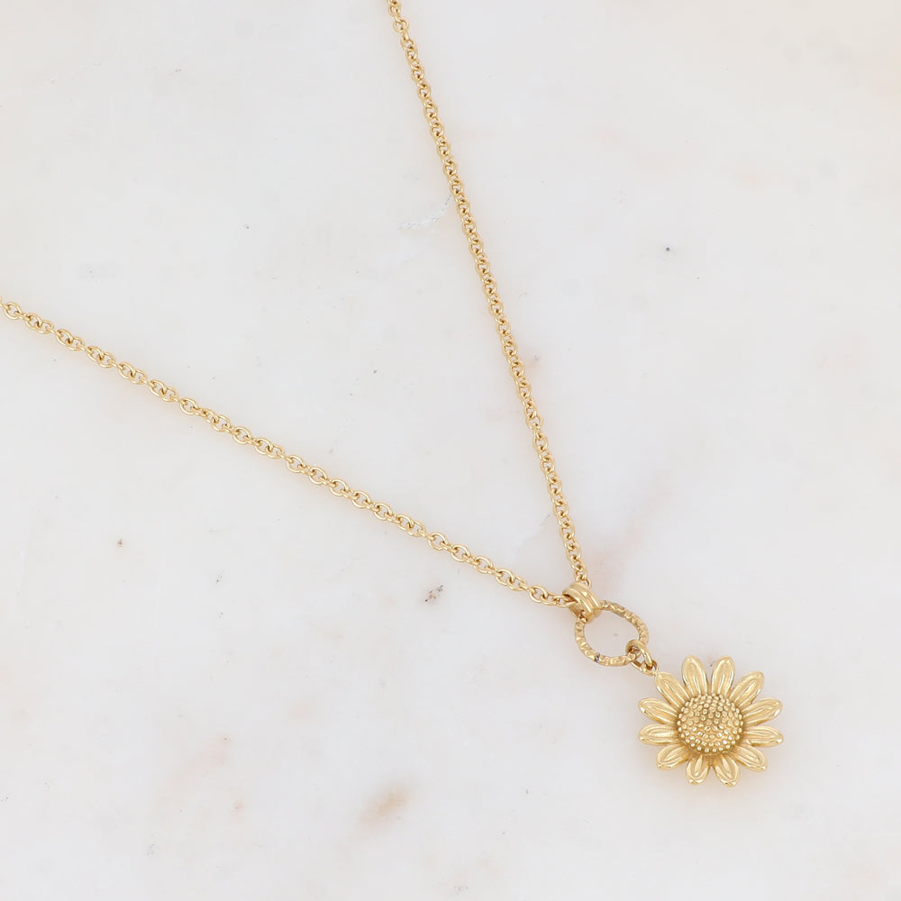 Sautoir avec pampille fleur tournesol (60+5CM)