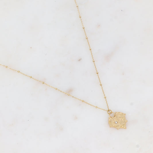 Collier avec cœur strassé (45+5CM)