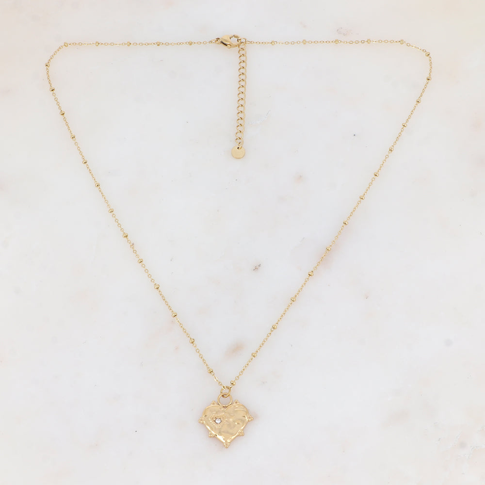 Collier avec cœur strassé (45+5CM)
