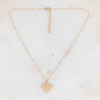 Collier avec cœur strassé (45+5CM)