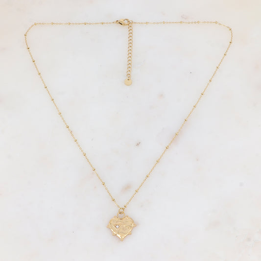 Collier avec cœur strassé (45+5CM)